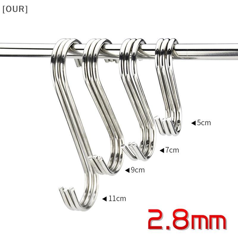 [OUR] Stainless Steel S-Shape Hooks Multi-function Hanging Hook For Clothes Bags Towels Home Kitchen Bathroom Storage Ra Holders null