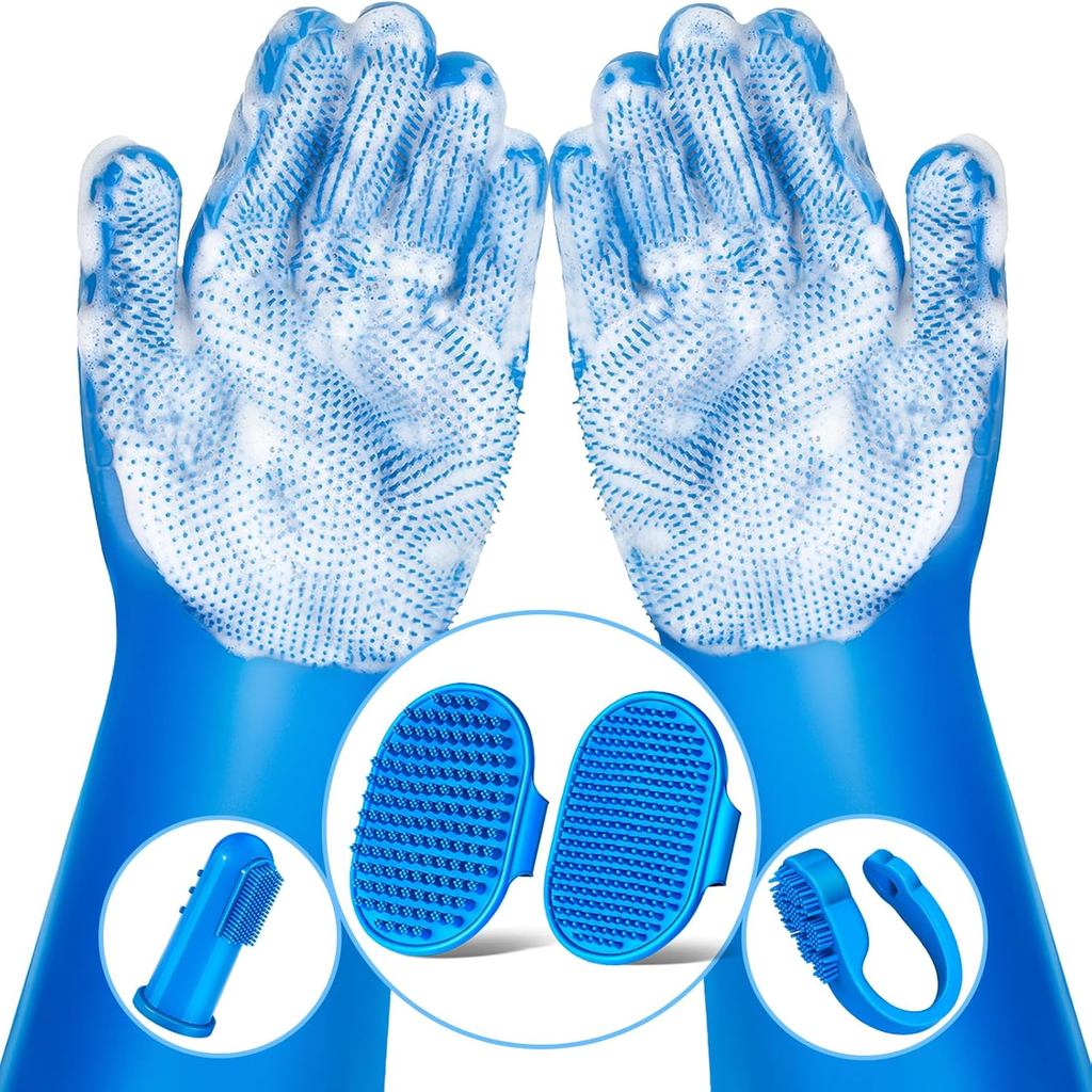6PCS  Grooming Kit for s,s and Horses |  Washing Gloves |  Bath Brush |  Bath Gloves |  Shampoo Brush |  Grooming Gloves |  Bath Supplies (Navy Blue)