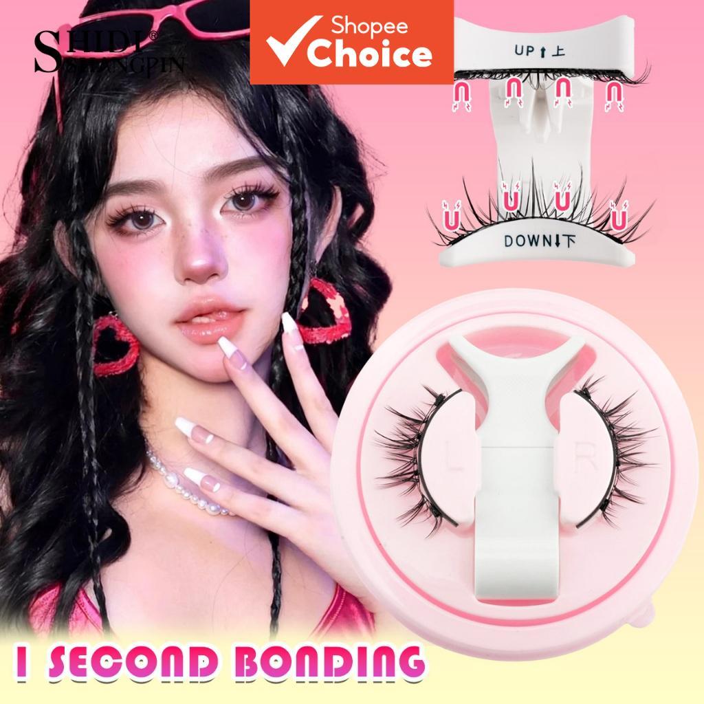 SHIDISHANGPIN 1 Pair Reusable Magnetic Eyelash Kit Natural 3D False Eyelashes with Applicator  SHIDISHANGPIN 1 Pasang Kit Bulu Mata Palsu 3D Semula Jadi Boleh Diguna Semula dengan Aplikator