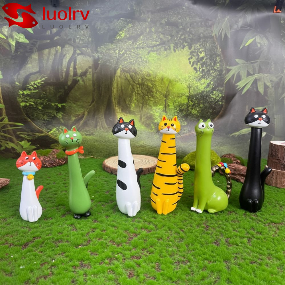 LUOLRV Handcrafted Quirky Cat Vase, Synthetic Resins Funny Cat-shaped Vases Ornament, Unique Gift Cute Cartoon Style Desk Decor Kitty Planter Shelf Decor