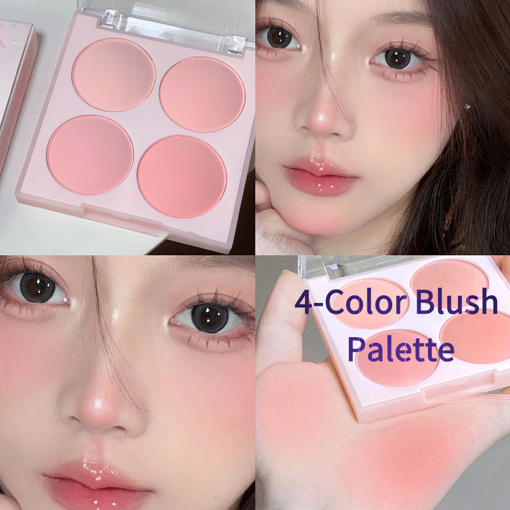 Super Soft Cream Cantaloupe Ice Cream 4-Color Blush Palette Matte Low Saturation Pink Brightening Tone Peach Nude Makeup