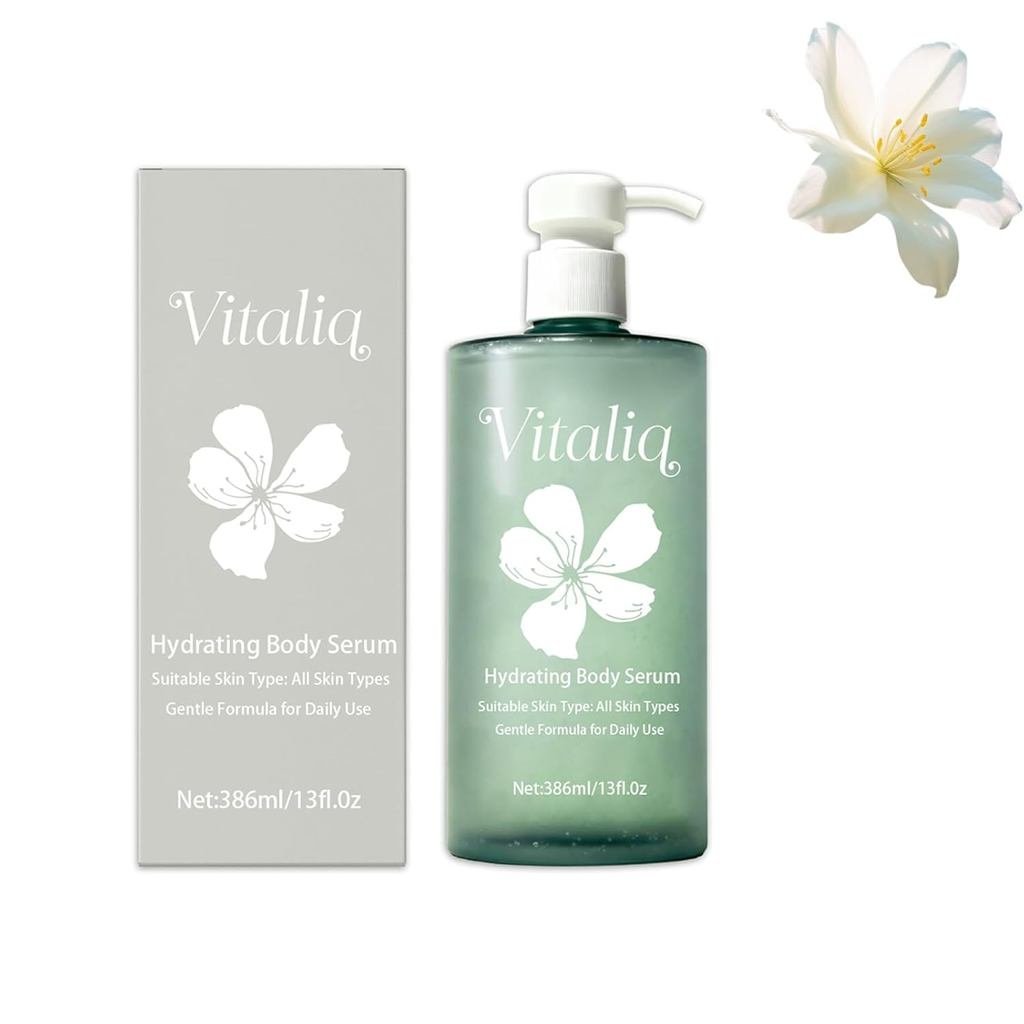 Vitaliq Ha Hydrating Body Serum, Serum Badan Asid Hyaluronik untuk Menghidrasi Badan, Penjagaan Badan Ringan untuk Penghidrasi Mendalam & Kulit Halus, Tidak Berminyak (1pcs)