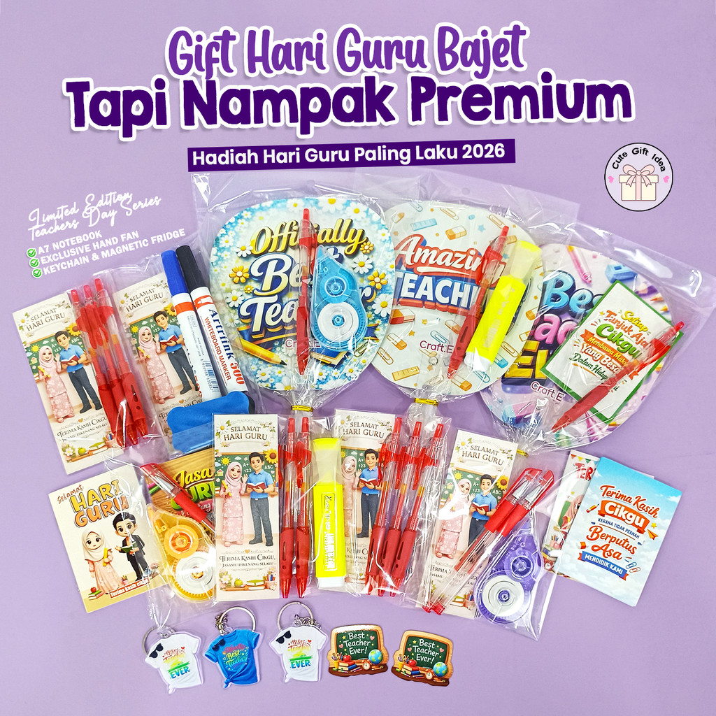 VCR Teacher’s Day Gift Set 2026 A7 Notebook + Hand Fan + Pen Set Premium Gift for Teacher Set Hadiah Hari Guru