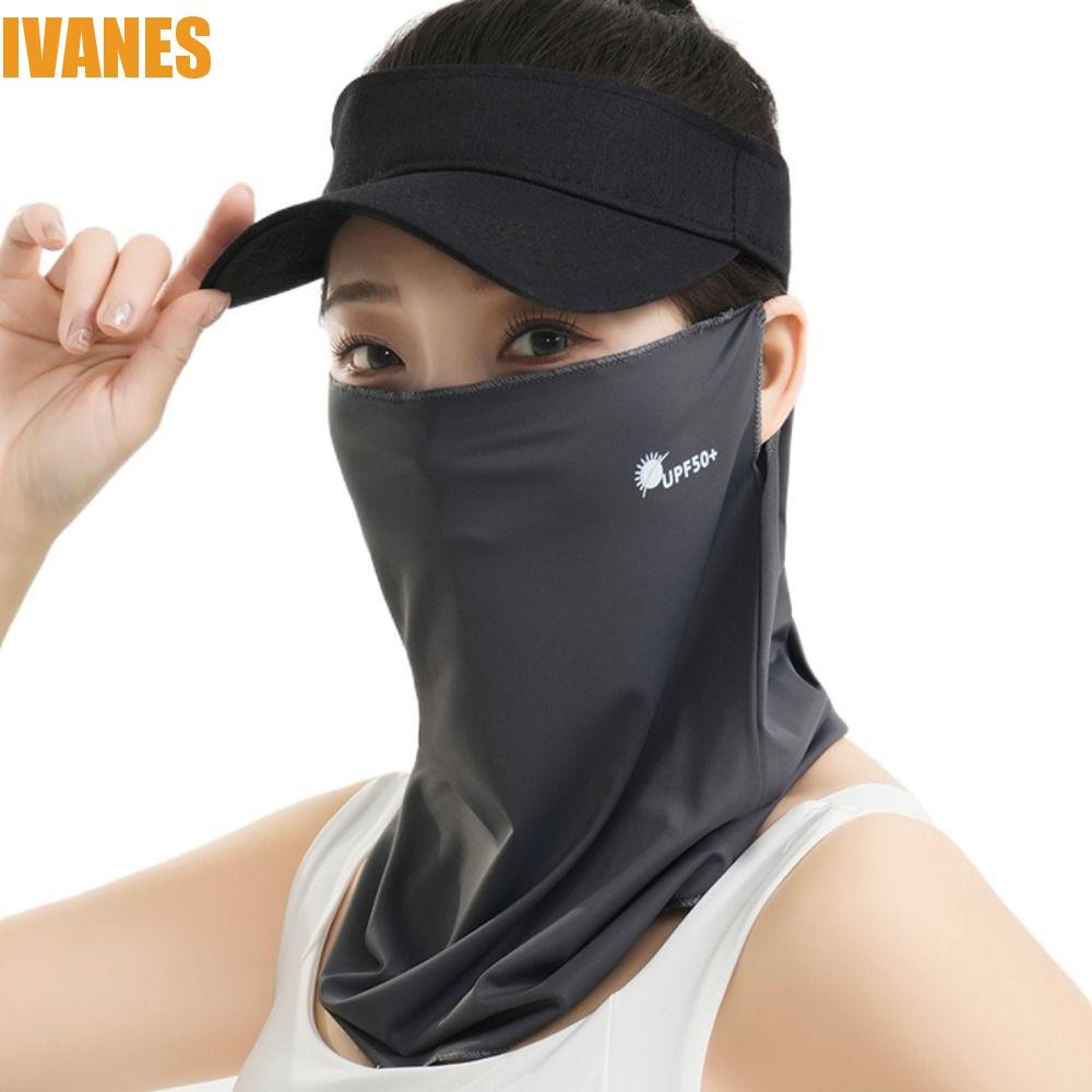 IVANES Summer Ice Silk Face Mask, Letter Fishing Face Shield Sunscreen Face Veil, Portable Hiking Face Scarves Climbing Mask Veil Anti-UV Neckline Face Cover Outdoor Sports
