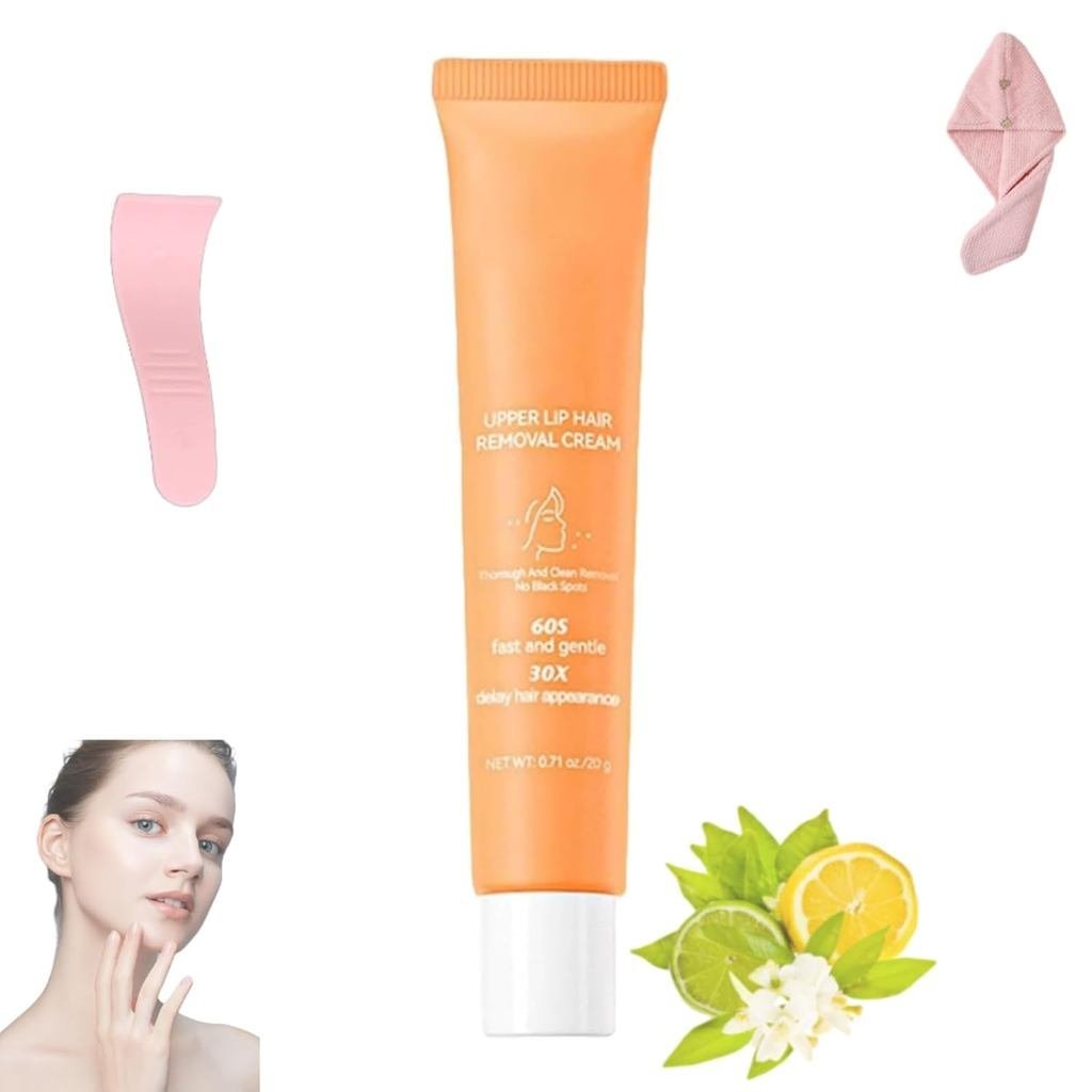 Krim Penghilang Bulu Muka, Krim Penghilang Bulu Bibir Atas, Lembut & Berkesan, Untuk Muka, Bibir Atas, Dagu, Untuk Semua Jenis Kulit