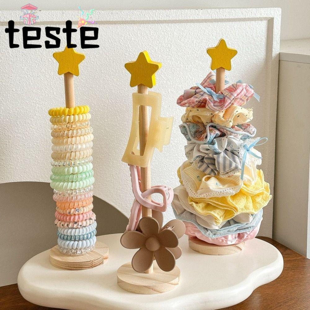 Head Rope Storage Rack, Wooden Dopamine Hair Loop Holder, Fashion Star Hair Clip Display Stand