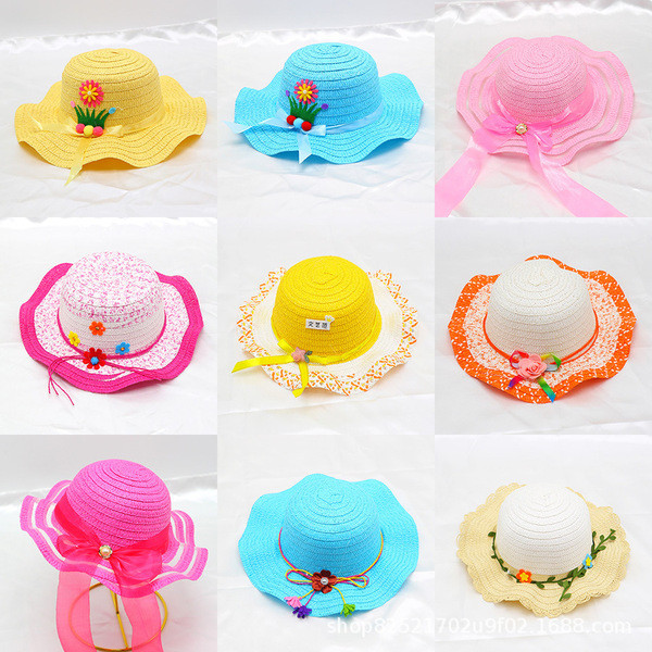 kopiah kopiah baby boy kopiah baby Summer Children Straw Hat Cool Hat Sun Hat Cartoon Hat Baby Male Female Child Sun Hat Sunscreen Korean Version Basin Hat