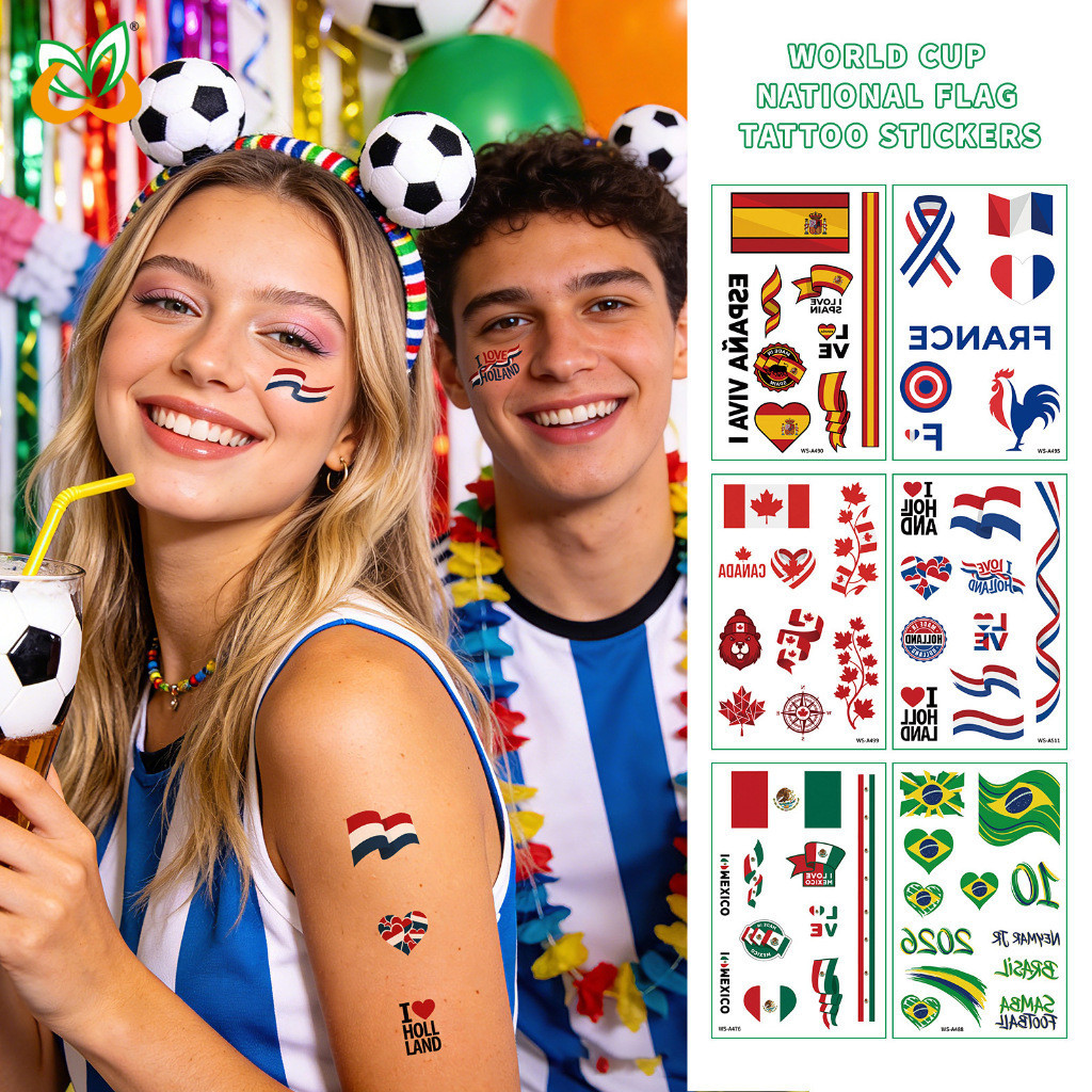 UMI World Cup Football FIFA Country Fan Club National Flag Tattoo Face Sticker Waterproof Sports Event Decoration 纹身贴