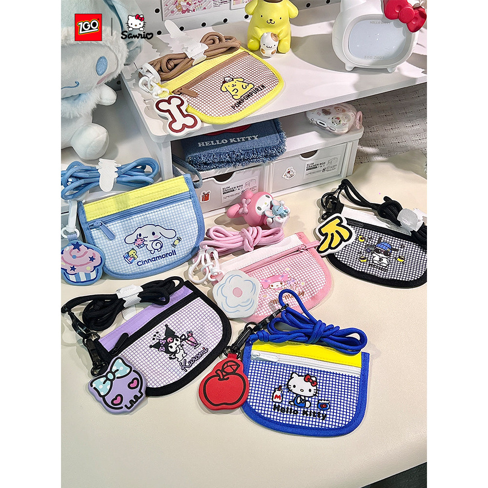 dompet perempuan 手拿包 女 Hellokitty bersama-sama pemegang kad halter kad sijil bas pelbagai fungsi kampus kawalan akses kad makan alat dengar dompet duit syiling