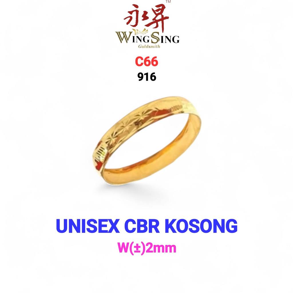 Wing Sing CBR Cincin Belah Rotan Halus Bajet Tulen Emas 916 / 916碎碎冰简约戒指 / 916 Unisex Budget Minimalist Ring