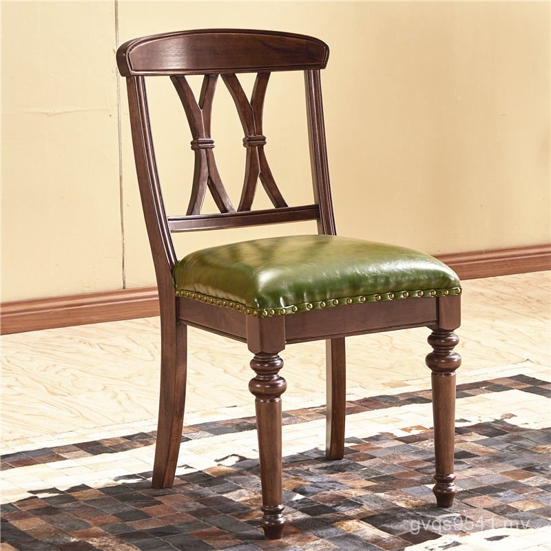 Chair Retro Adult Single Backrest Luxury g Table Chair Restaurant Dining Chair Leisure Chair Solid Wood Light American Style Book Back Chair DWQN