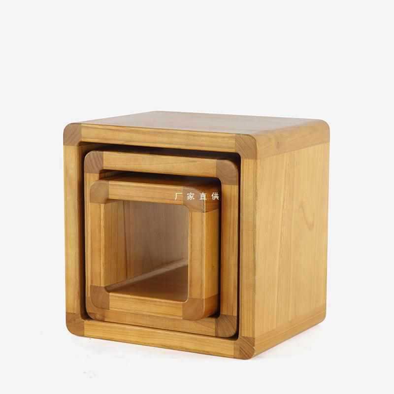 Solid Wood Creative Living Room Low Stool Japanese-Style Small Round Stool Paper-Shaped Stool Storage Stacking Stool Shoe-Cha