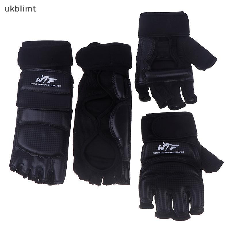 null 1Pair Karate Gloves Martial Taekwondo Leather Foot Gloves Equipment Half Finger Protector Boxing Hand Foot Protection Guards null