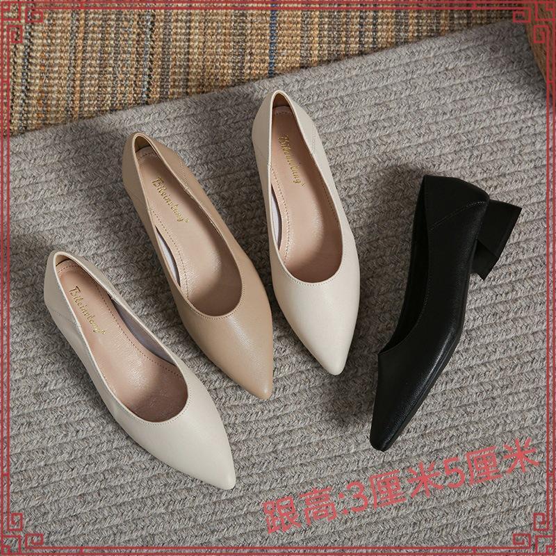 POLO HILL Ladies Mid Block Heels Pointed Court Shoes PSH-0A-244