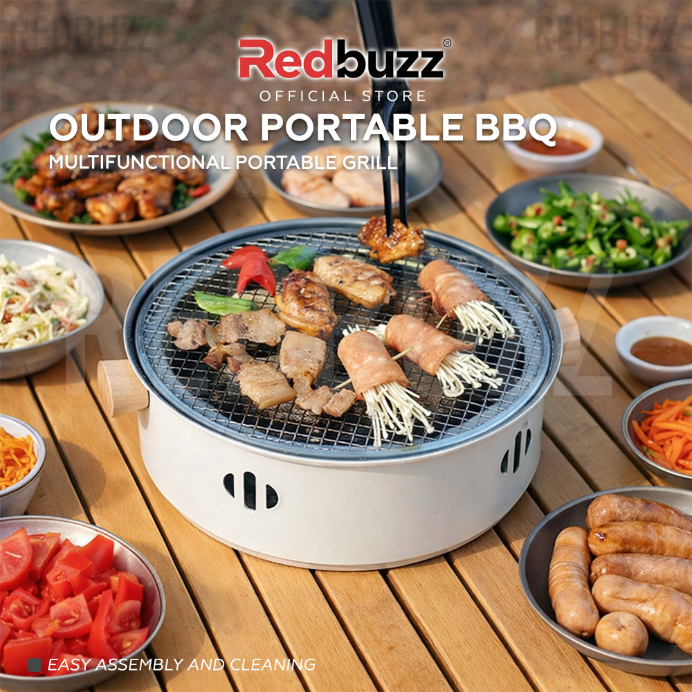 REDBUZZ Small Outdoor Barbecue Stove Charcoal BBQ Grill Camping Outdoor Portable BBQ Grills For Camping Garden Party 烧烤架