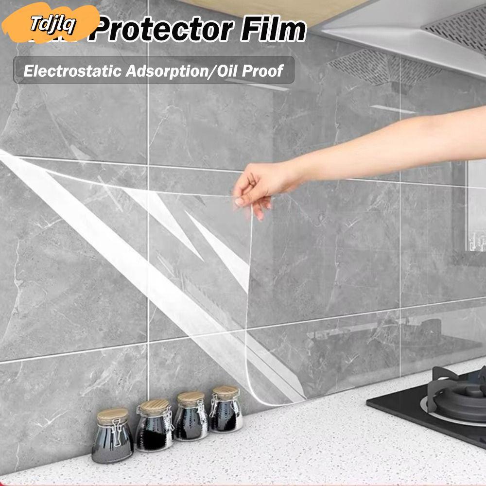 TDJLQ Wall Protector Film, Transparent Electrostatic Adsorption Waterproof Sticker, Home Decoration Heat-resisting Oil Proof Removable Film Stove Cabinet