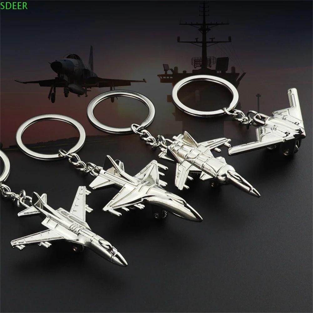 SDEER Aircraft Key Chain, Fighter Jet Plane 3D Car Key Ring, Pendant Party Gift Metal Fashion Airplane Battleplane Keyring Car Key
