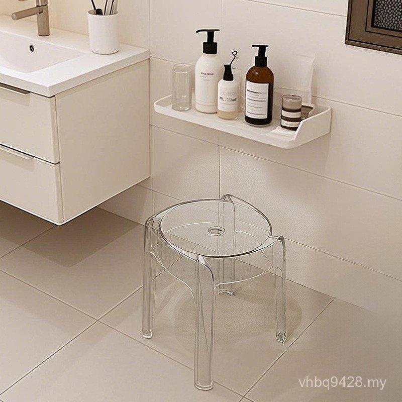 Put Bath Acrylic Chair Small Special Stool Stool Bathroom Small Bench Low Stool Household Transparent Plastic Stacking LA8V