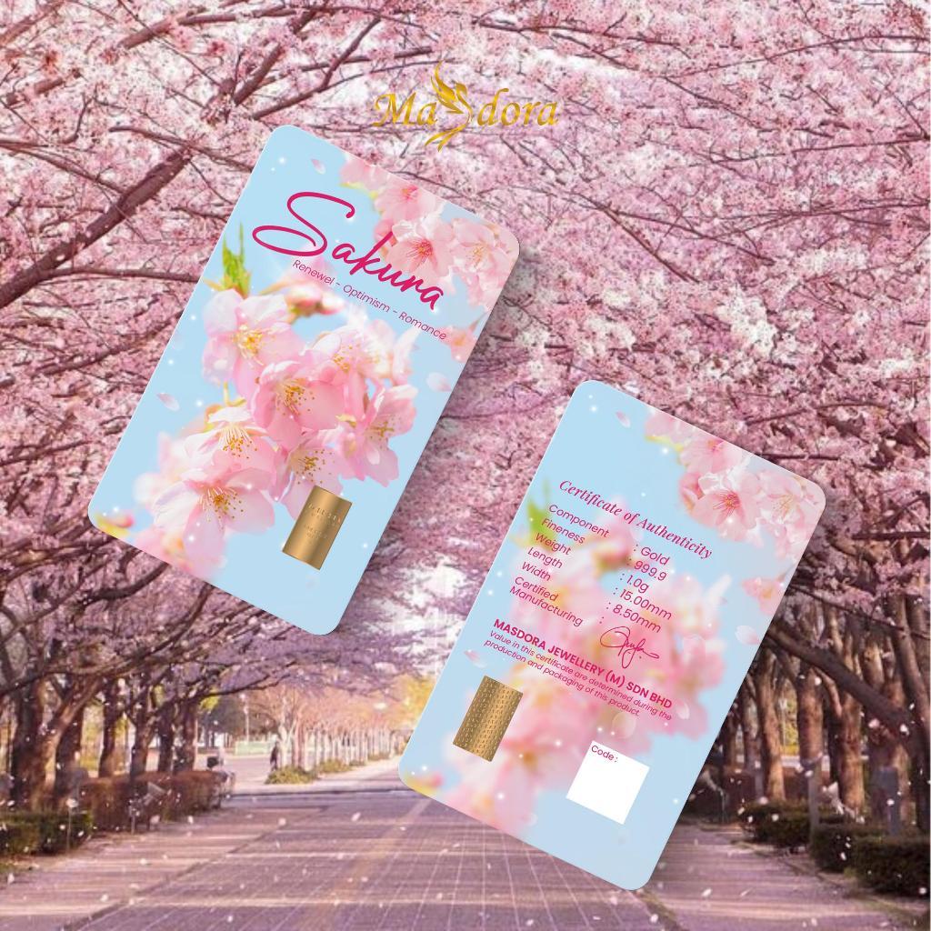 MASDORA 999.9 Gold Bar 1.00GM Flower Series ~ Sakura (EMAS 999.9/24K)