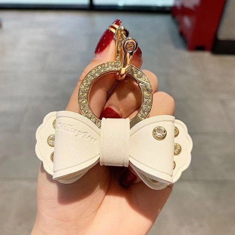 Influencer Premium Car Keychain Household Key Luggage Ornaments Accessories Diamond Ring Bowknot Net Sales Popular Same Style Factory