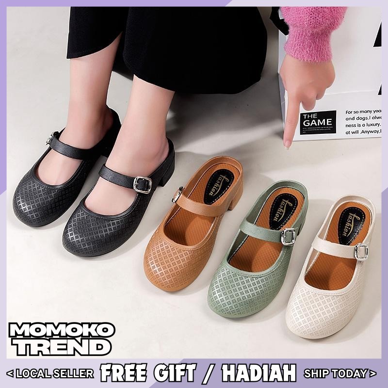 MOMOKO TREND 2512 Women Casual Korea Style Fashion one foot buckle Hollow sandals Kasut Berongga Perempuan selipar kulit