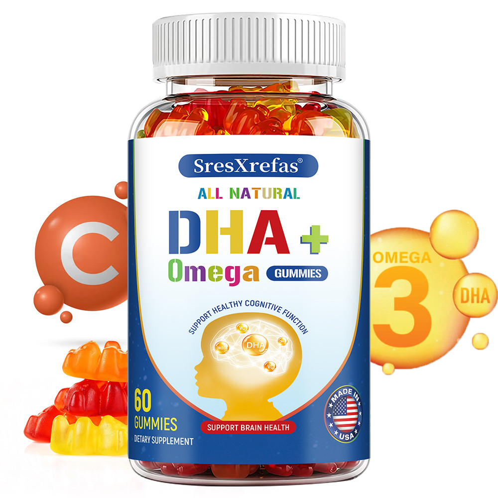SresXrefas DHA+Omega Gummies Promote Children's Brain Development, Improve Cognition and Memory, and Promote Overall Health