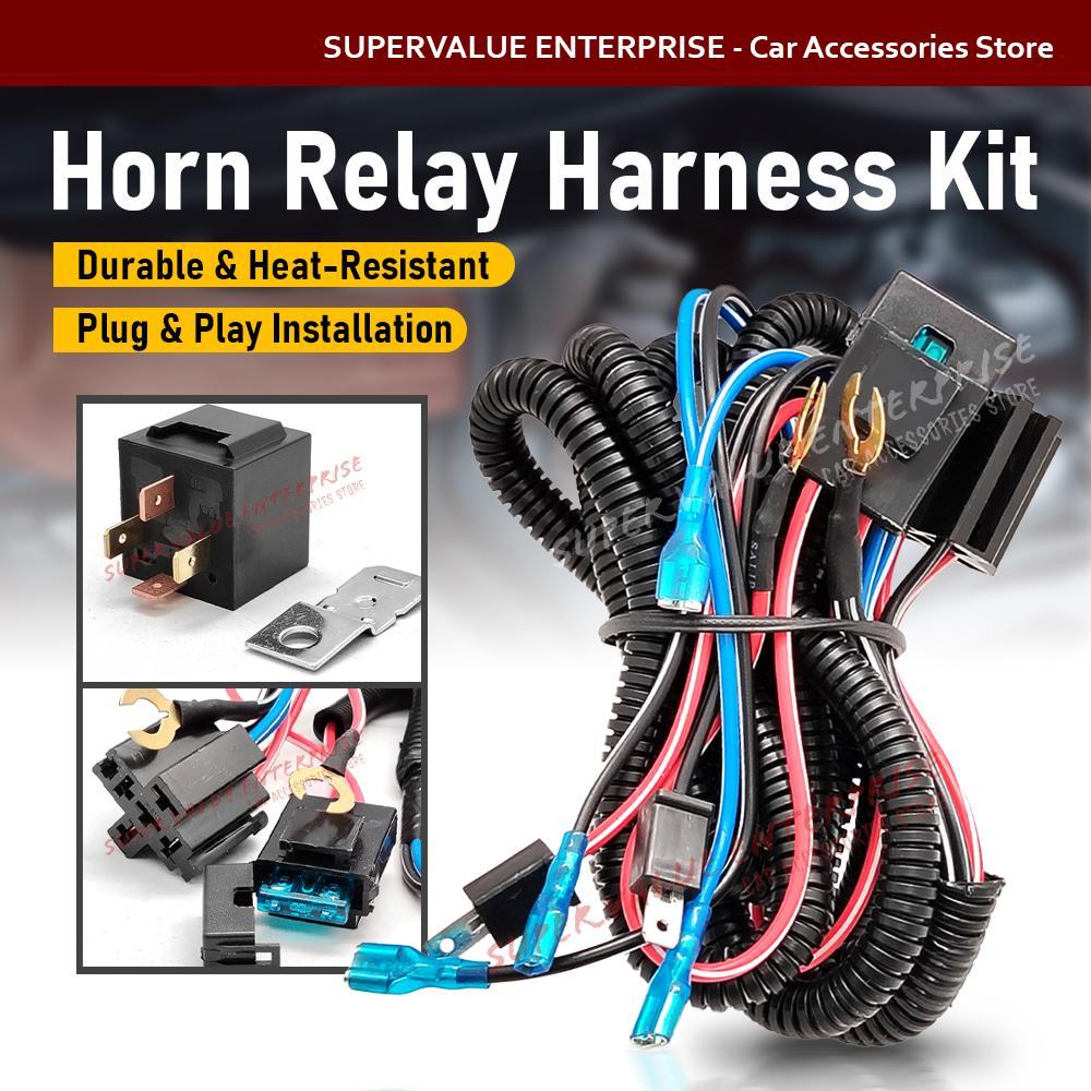 Horn Relay Harness Kit 12V Kereta Universal dengan Kabel Tahan Panas dan Pemasangan Plug & Play