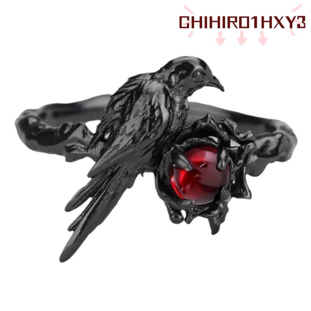 CHIHIRO1HXY3 Sylus Crow Cosplay Ring, Red Zircon Love and Deepspace Black Raven Ring, Fashion Merch Adjustable Jewelry Artisan Rings Props Gift