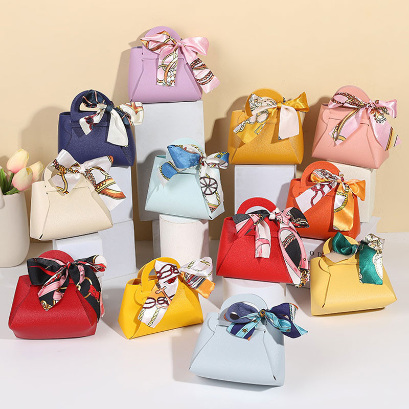 Luxury Ins Style PU Leather Gift Bags Mini Handbag Goodies Wedding Birthdays Party Candy Storage Box