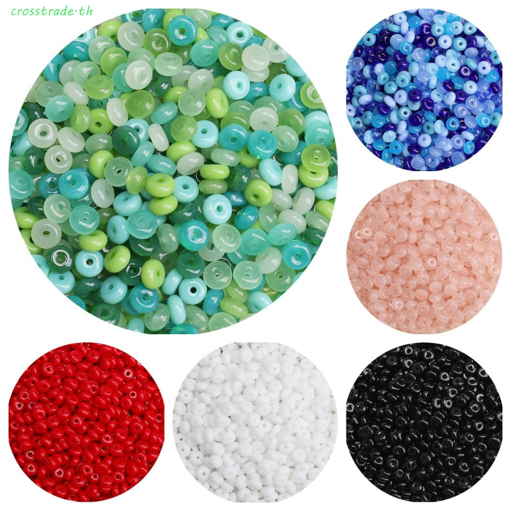 CROSSTRADE 105Pcs DIY Jewelry Beads, Mixed Color 3x6mm Flat Round Beads, Key Chain Making Glass Opaque Smooth Multi-clolor Loose Beads Mobile Phone Chain