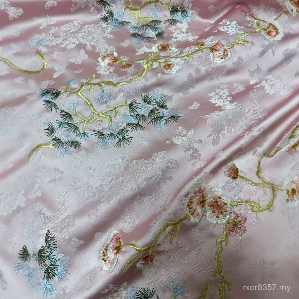 Imitation Acetate Suitcase - Jacquard Fabric Peach Blossom Design | Traditional Home Textiles