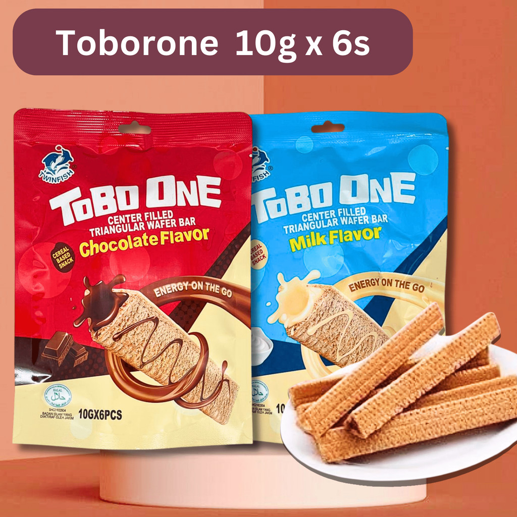 [HALAL] Twinfish ToBoOne Wafer Bar Chocolate / Milk Mini Crunchy Wafer Snack10g × 6pcs