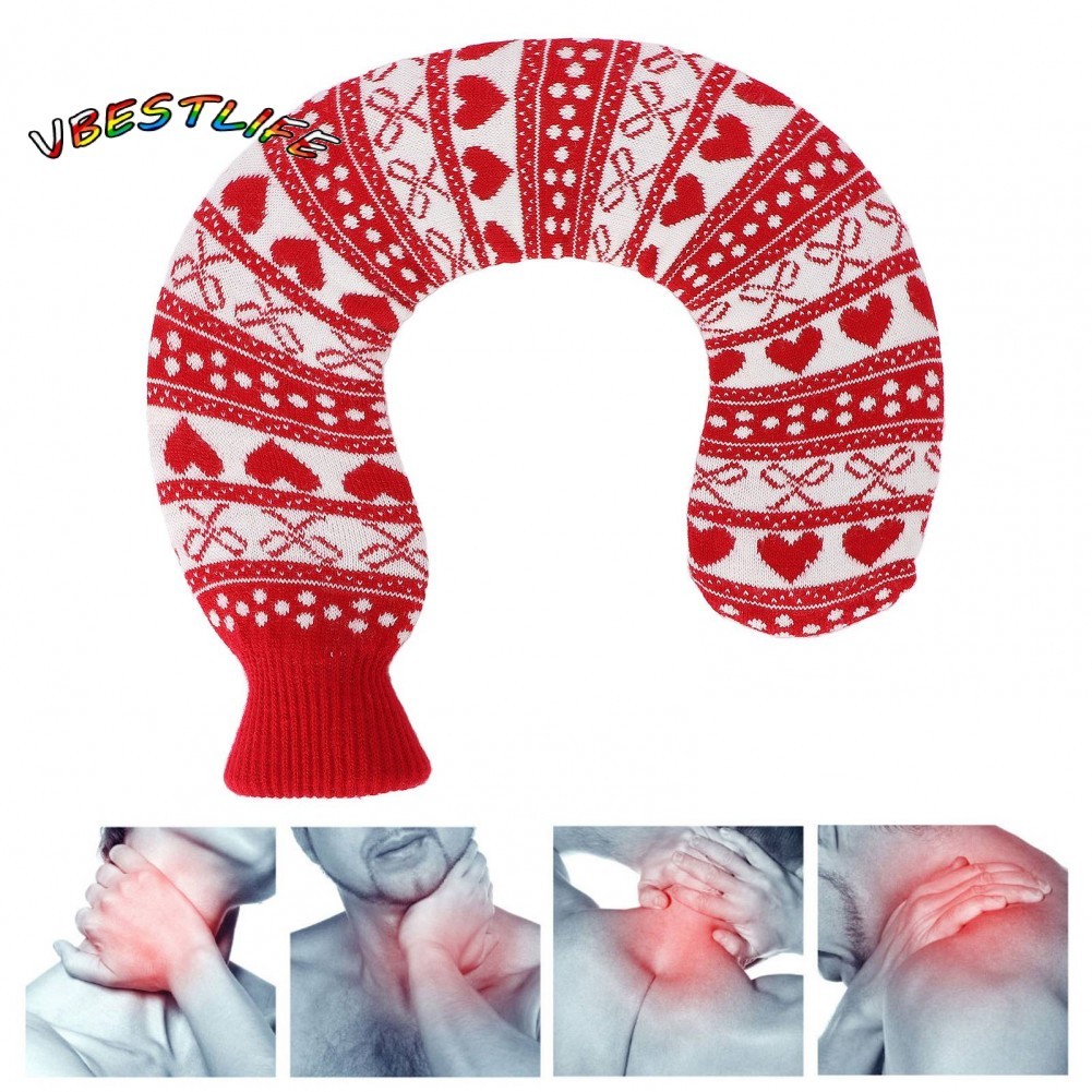 VBESTLIFE 1L U Shaped Hot Water Bag  Soft Knitted Bottles Cover for Winter Neck Shoulder Warmer(01)