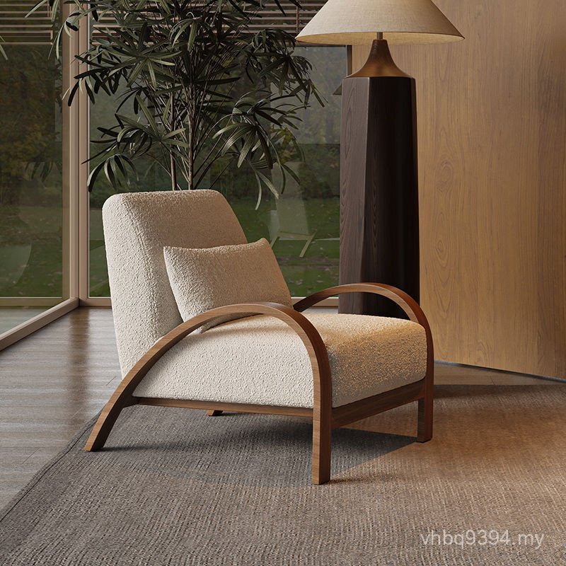 Balcony Lamb Fleece Nordic Negotiation Medieval Simple Model Room Chair Meeting Guest Sofa Chair Single Leisure Chair Single Living Room BRQX