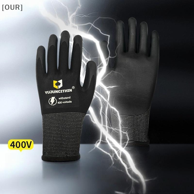 [OUR] 1 Pair Ultra-thin Safety Electrician Gloves 400/500V Insulated Working Gloves Nitrile Anti Electric Sho Gloves null