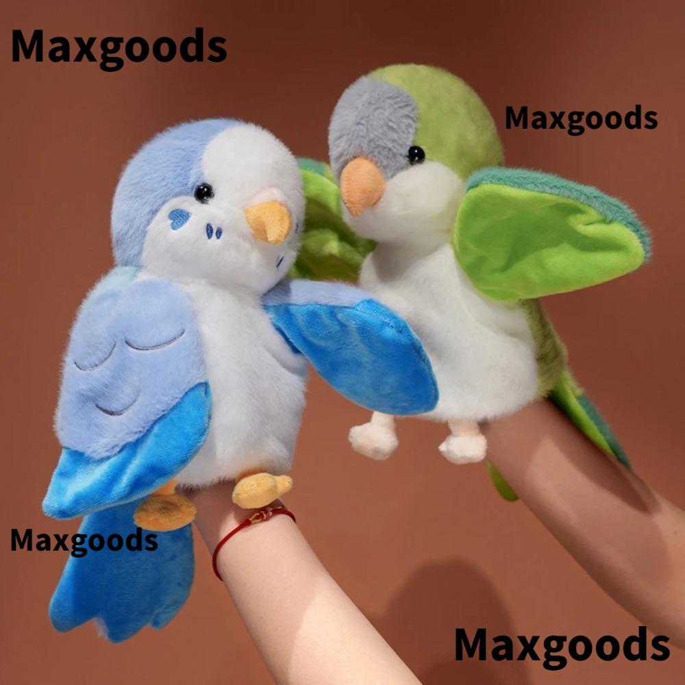 MAXGOODS Plush Hand Puppet, Budgerigar Bird Cosplay Plush Doll, Kawaii Monk Parakeet Cockatiel 20cm Game Props Kids