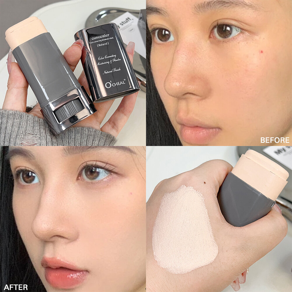 Dorisna Solid Foundation Makeup Stick Waterproof Natural Matte Foundation Stick Long-Lasting Oil-Control Lightweight Smooth Creamy Makeup Stick