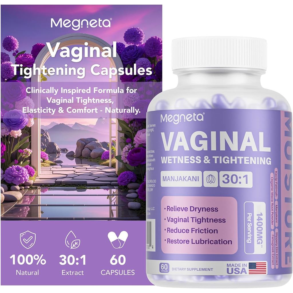 Female Vagina Tightening Capsules-Contains Caspatima, Manjaccani and Slippery Ingredients-Support Elasticity, Balance pH Value and Relieve Private Parts Dryness-60 Capsules