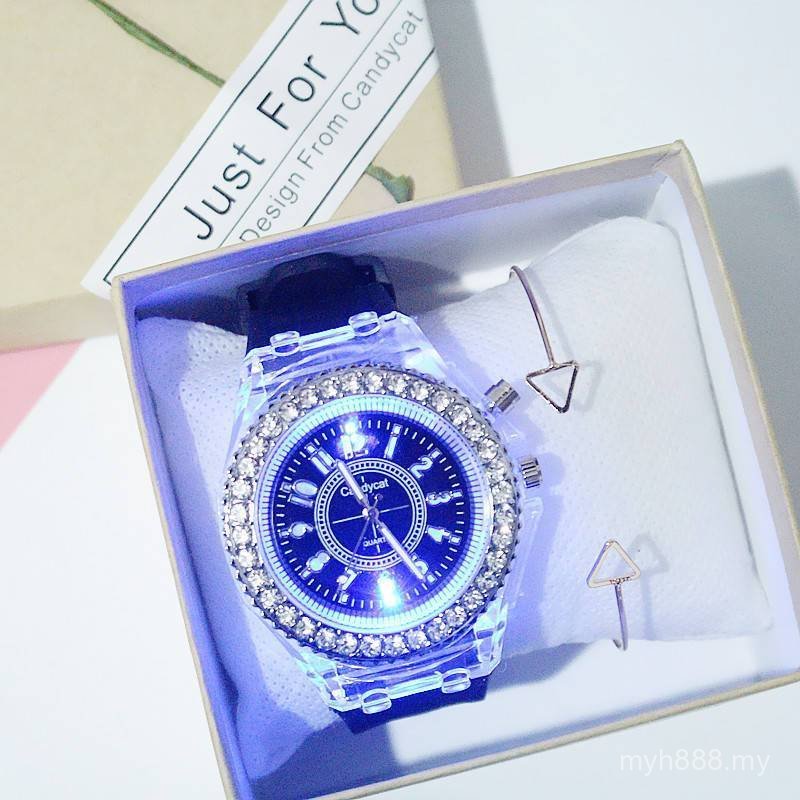 Popular Luminous Watch Female Student Korean Version Simple Waterproof Girl Junior High School Student Boy All-Match Luminous Quart