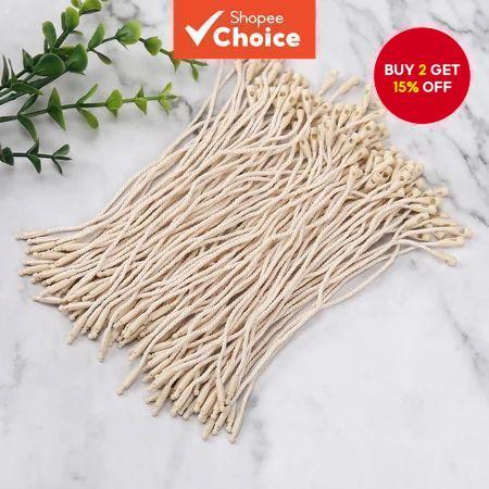 Cotton 100PCS Gift Clothing Price Tag String Hang Tag String Seal Snap Lock Pin Loop Fastener Hook Ties Fast to Attach for Clothes Tags Shoes Snap Lock Luggage Label 6 Inch/16cm