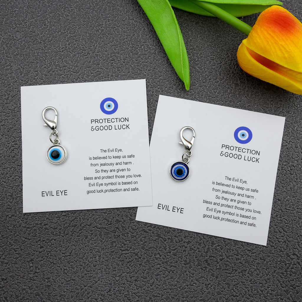 Good Luck CardBlue Evil Eye Keychain / Rantai Kunci Kereta Beg Hiasan Penjaga Keamanan/恶魔之眼挂坠护身符好运卡