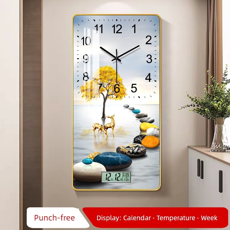 jam dinding digital jam dinding besar Living Room Fashion Mute Household Influencer Calendar Clock