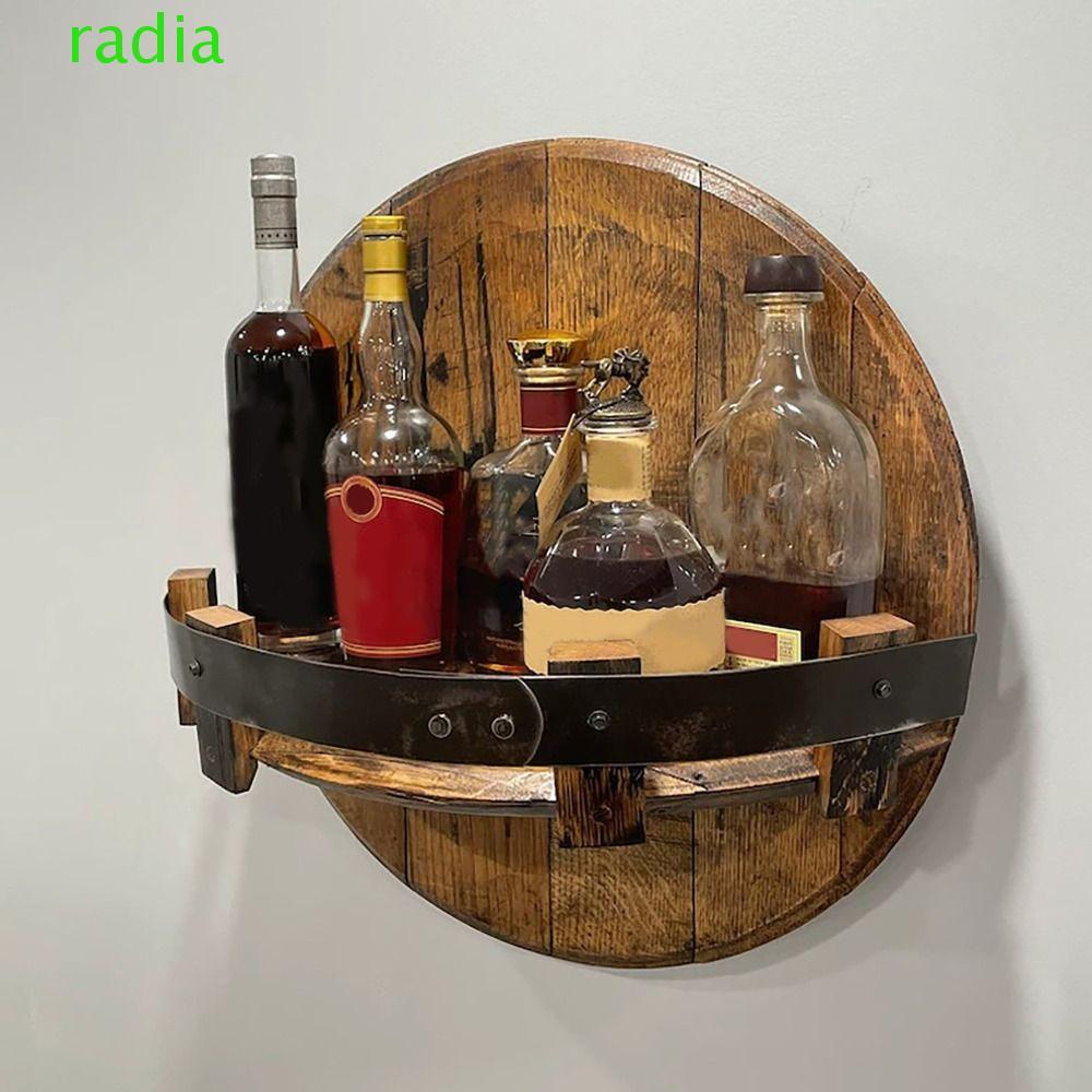 RADIANTZAP  Barrel Shelf, Wall Mount Retro  Rack, Home Decoration Round Wooden Storage Rack Kitchen