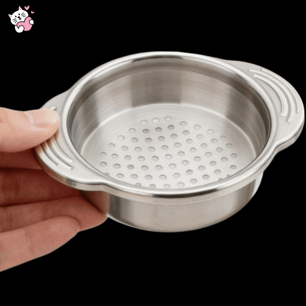 ORIENRI Stainless Drainer, Stainless Steel Corrosion-Resistant Food Canning Filter, Resistant To High Temperatures Easy Clean Anti-Dlip Stainless Steel Oil Filter Housewife