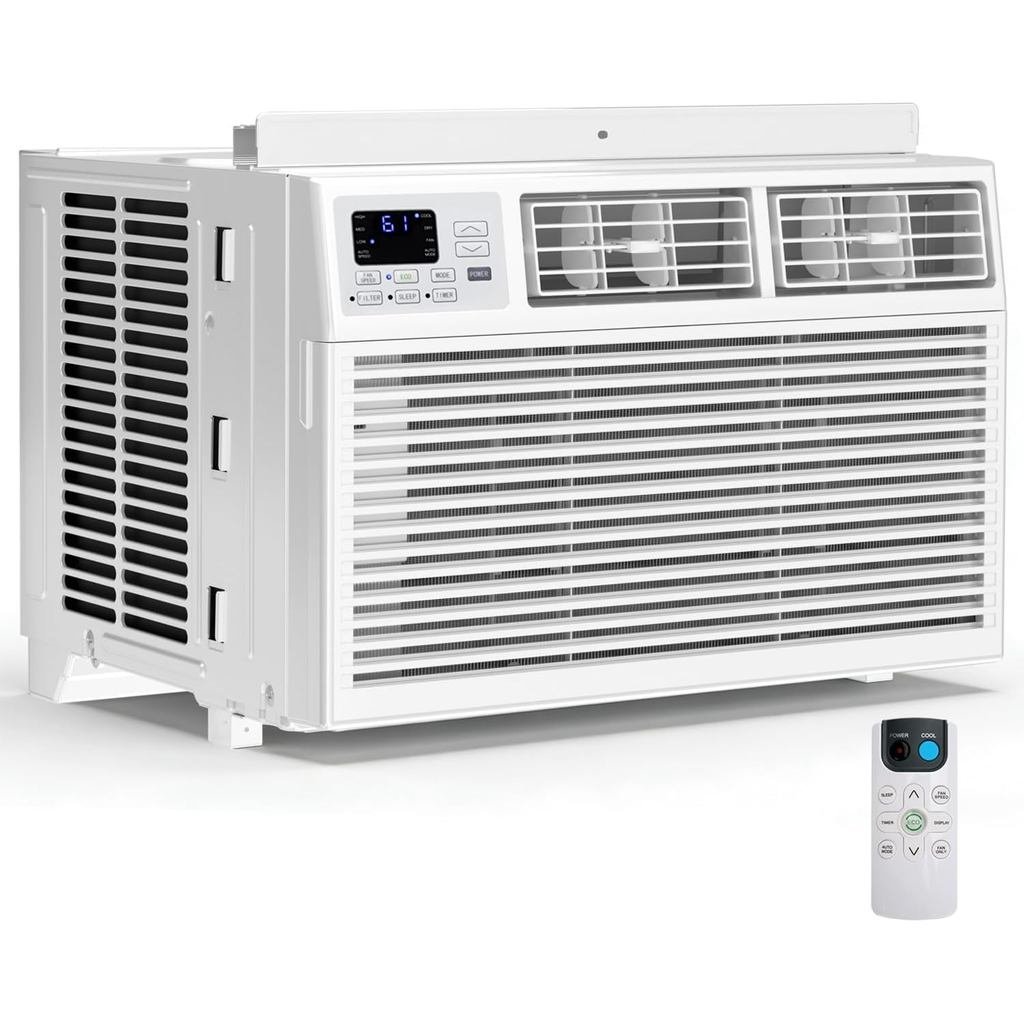 Penyaman Udara Tingkap 6,000 BTU, Unit AC 3-dalam-1 dengan Penyahlembap untuk Bilik Tidur/Bilik Kecil (Sehingga 250 Kaki Persegi). AC Tingkap yang Senyap & Jimat Tenaga dengan Alat Kawalan Jauh, Pemasa 24 Jam, Pemasangan K