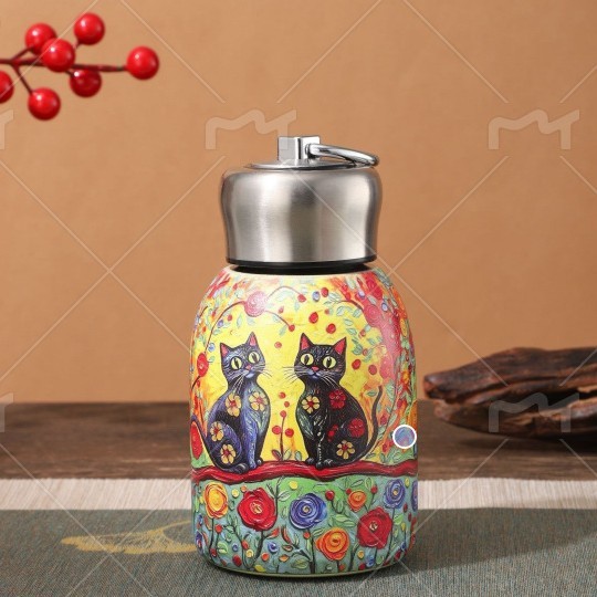 Chinese trendy little fat ding thermos cup, home fashion outdoor portable handle student water cup car water cup