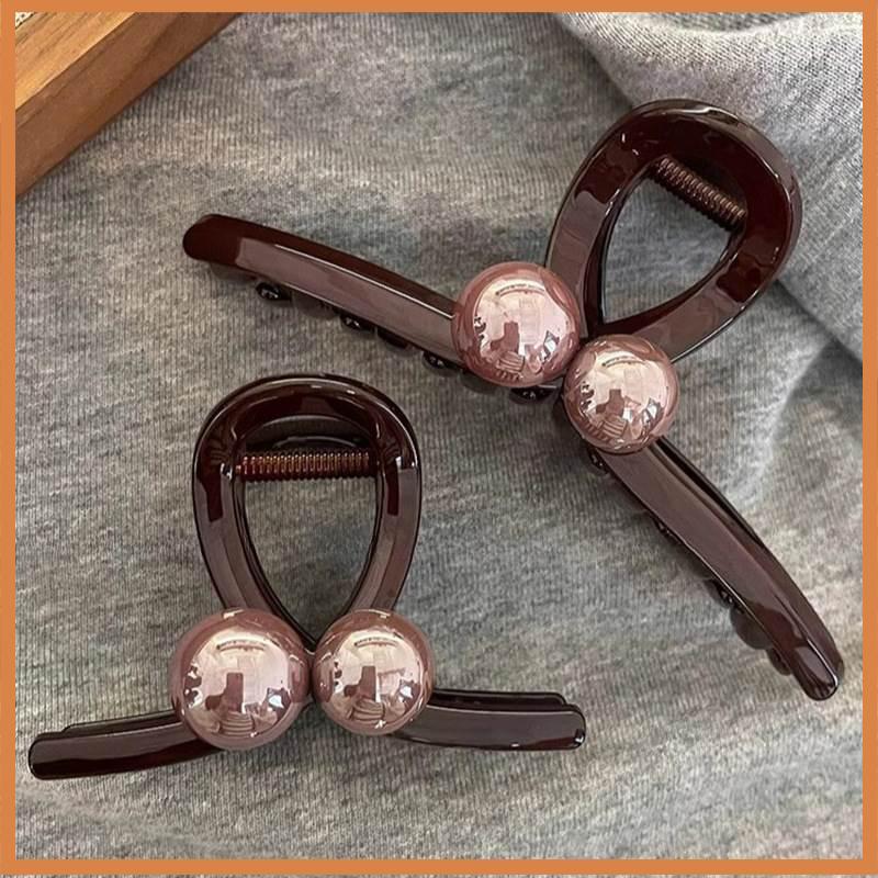 [WY2] Elegant Pearl Hair Claw For Women Girls Simple Large Shark Clip Trendy Plastic Hairpin Fashion Versatile Hair Accessories Gifts [MY]