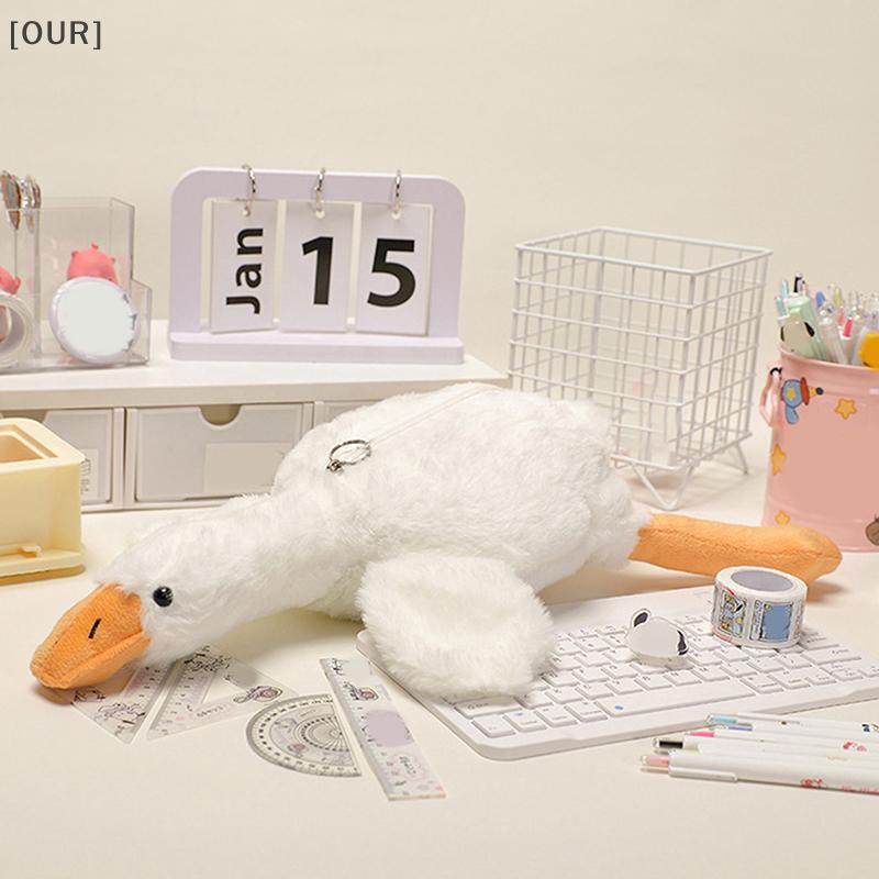 [OUR] Cartoon White Goose Plush Pen Bag Funny Student Animal Pencil Cases Fashion Stationery Storage Bag Cute Pencil Pouch Gifts null