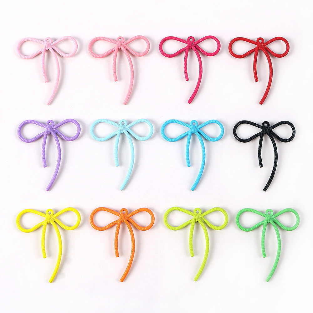 Colorful Roll Plated Alloy Wire Butterfly Knot Pendant Keychain DIY Earrings Handmade Materials Jewelry Accessories