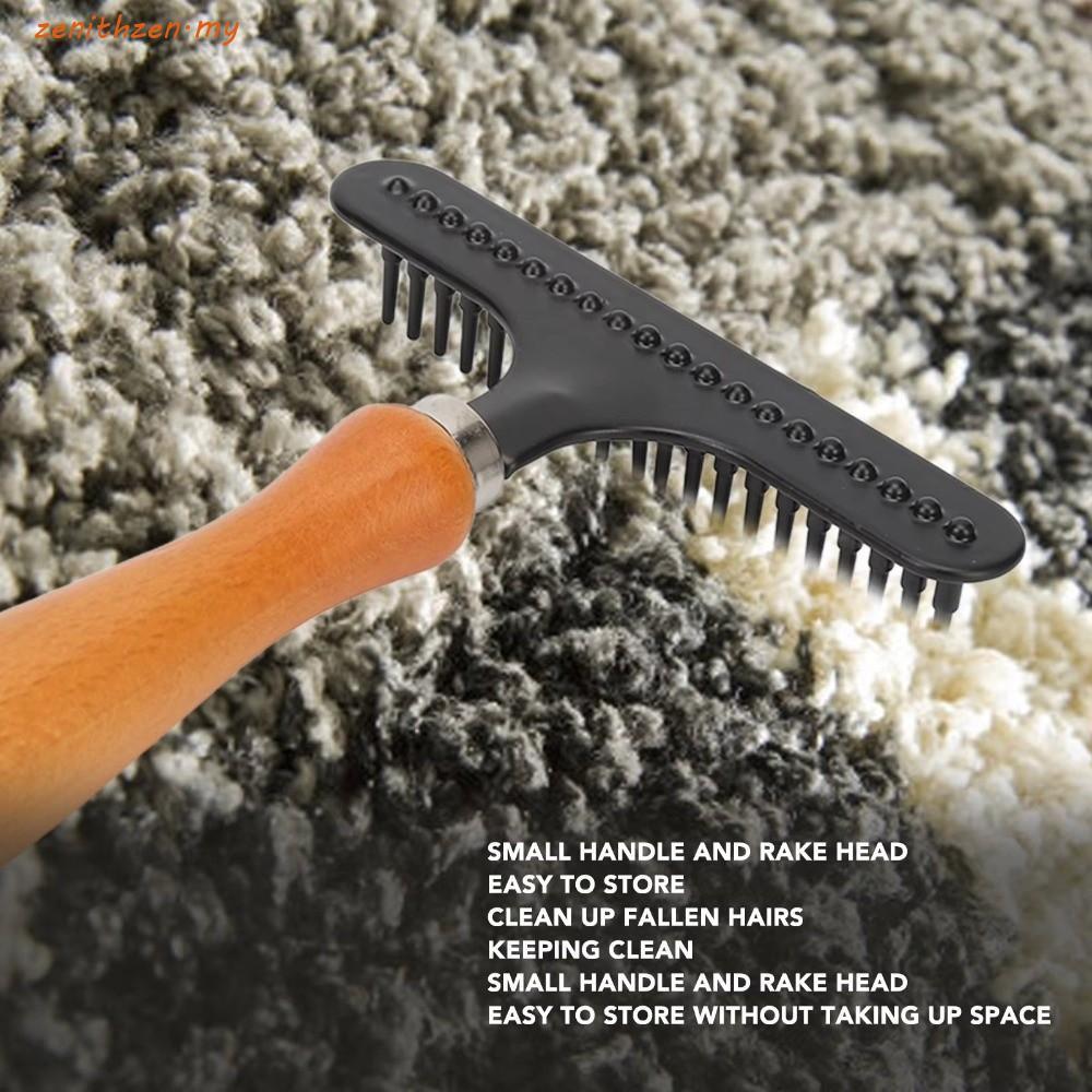 ZENITHZEN Pet Comb for Long Thick Hair, Stainless Steel Wooden Handle Dog Grooming Tool, Gentle Detangling Deshedding Undercoat Cleaning Carpet Rake Dogs Puppy Cats